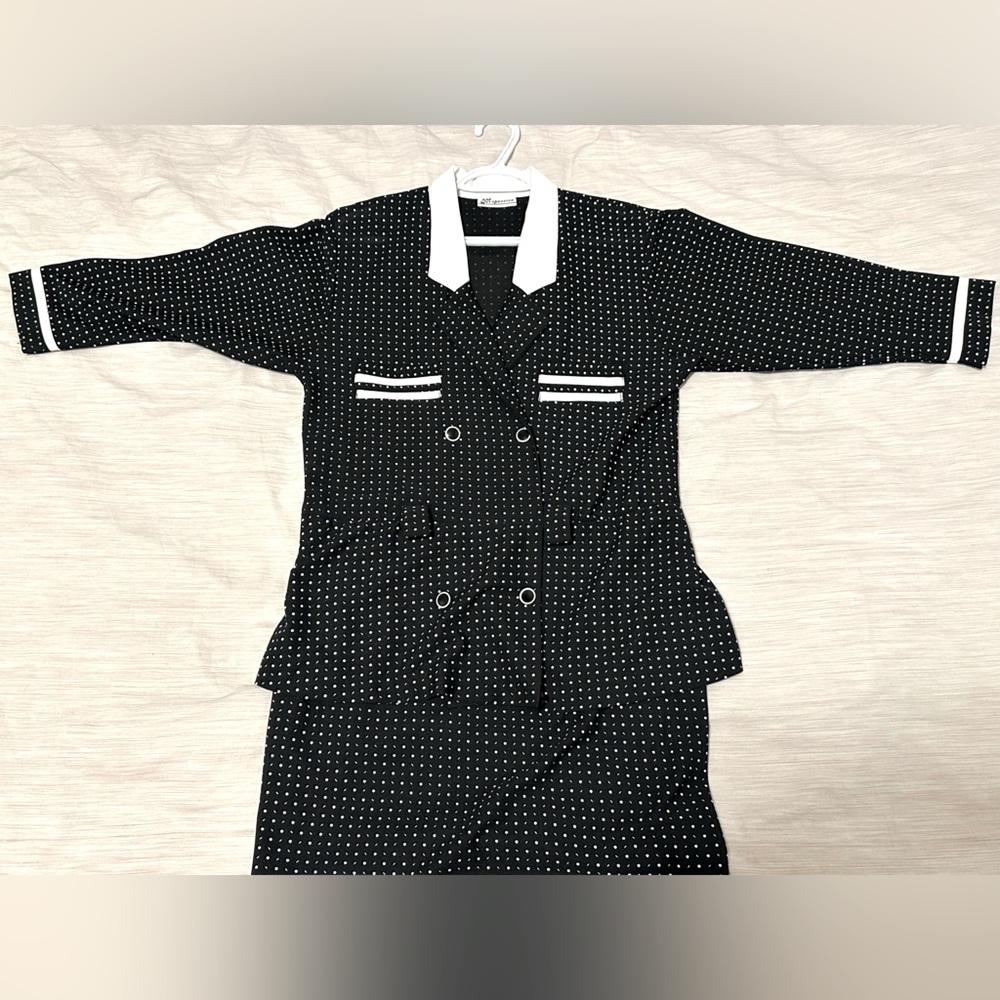 Vintage Black and White Polka Dot Peplum Dress - Picture 4 of 7